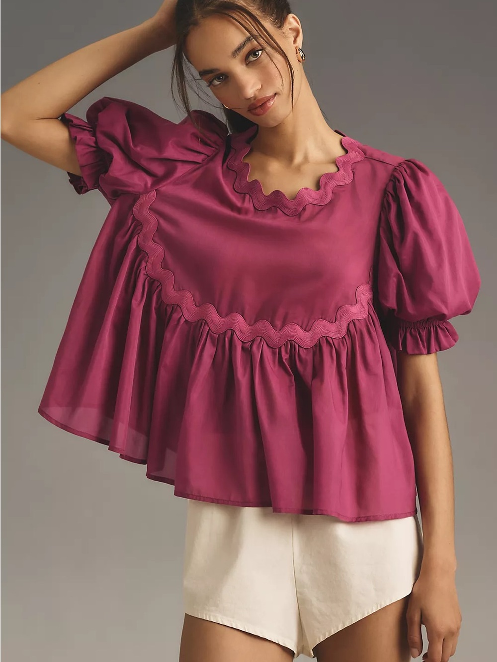 Brand New Mare Mare Short-Sleeve Babydoll Top
